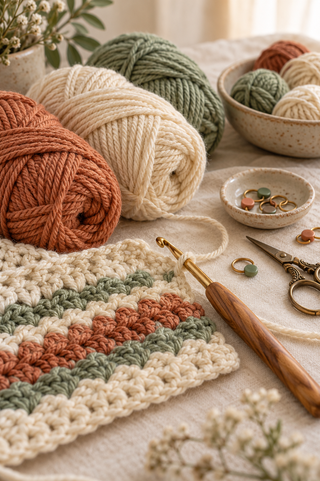 organized crochet supplies