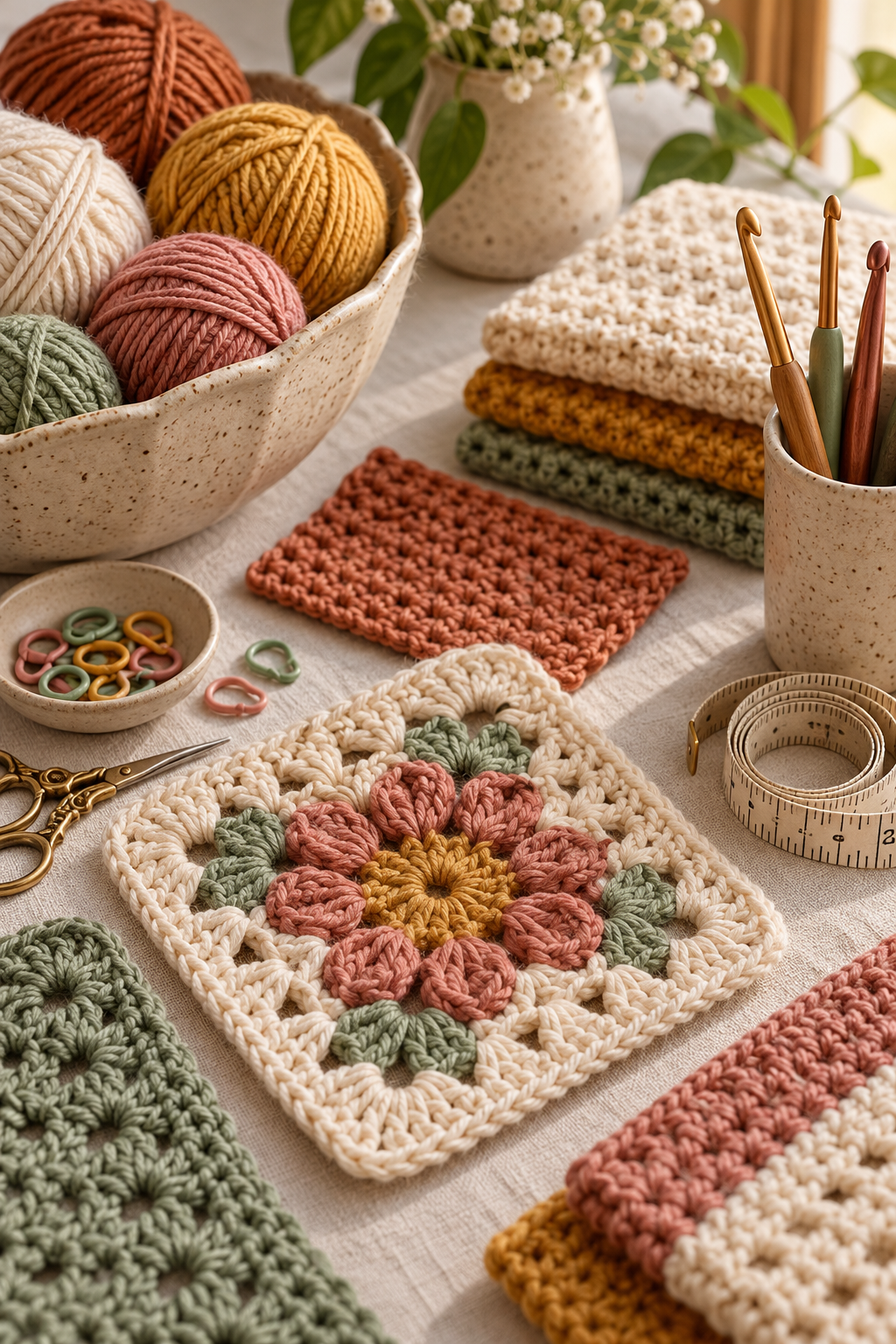 finished crochet swatches