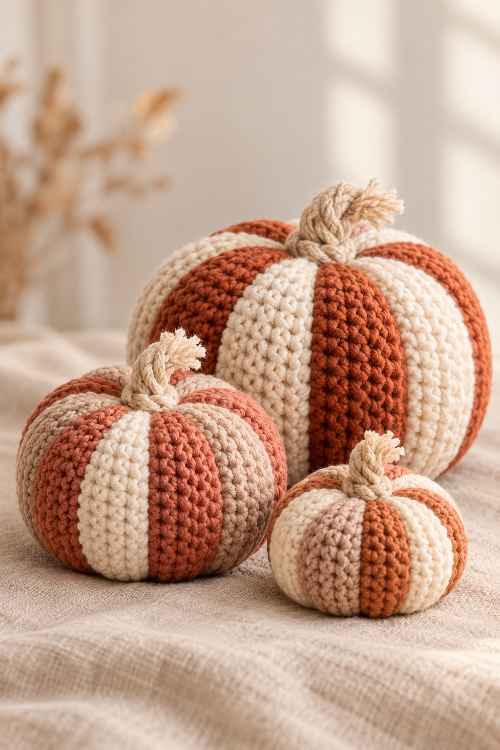 country gingham crochet pumpkins three sizes